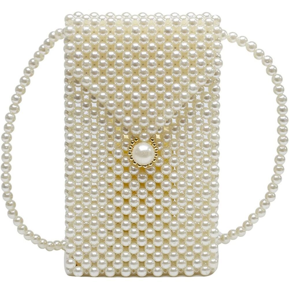 Pearl Chain Bag Purse Women Luxury Evening Clutch with No Closure